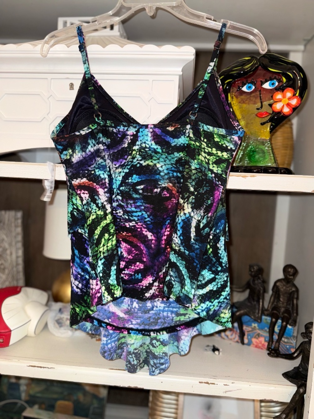 magicsuit tankini rita swim top black multi sz 12 nwt - Picture 6 of 6